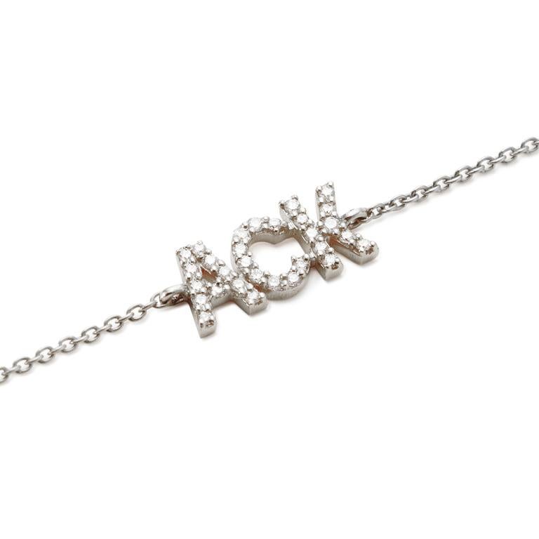 Contemporary Susan Lister Locke Nantucket “ACK” in Diamonds Necklace in 18kt White Gold For Sale
