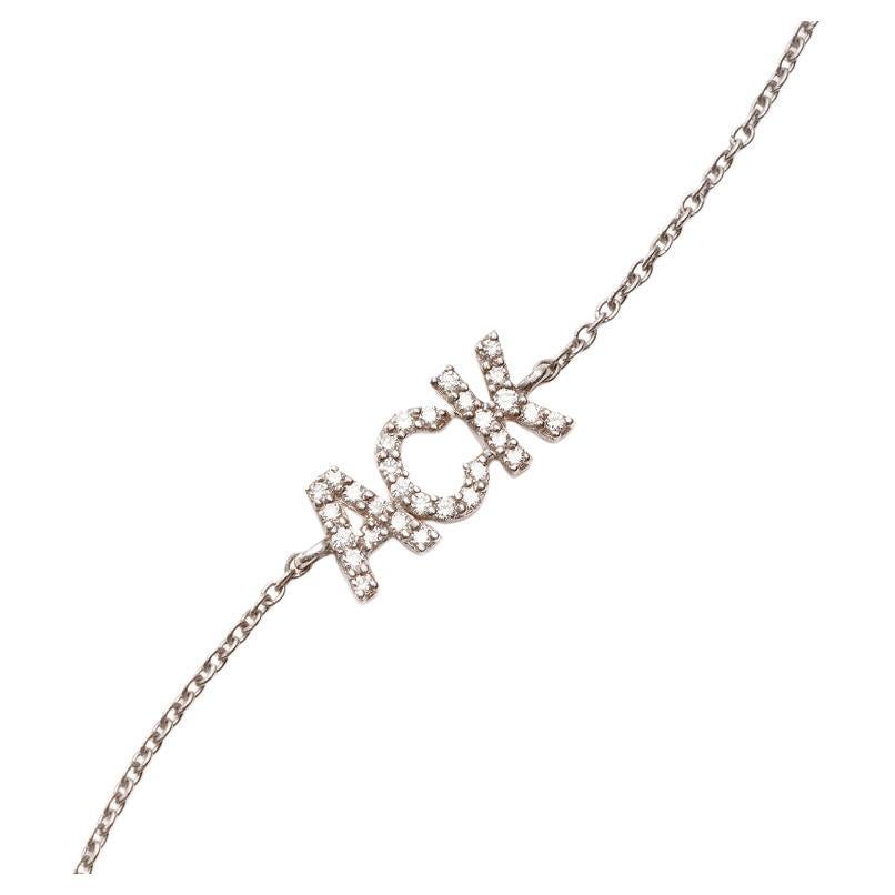 Susan Lister Locke Nantucket “ACK” in Diamonds Necklace in 18kt White Gold For Sale