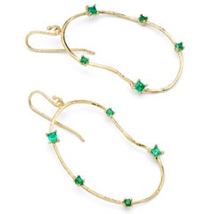 Susan Lister Locke Oyster Earrings with 0.60 Carat Emeralds in 18kt Gold