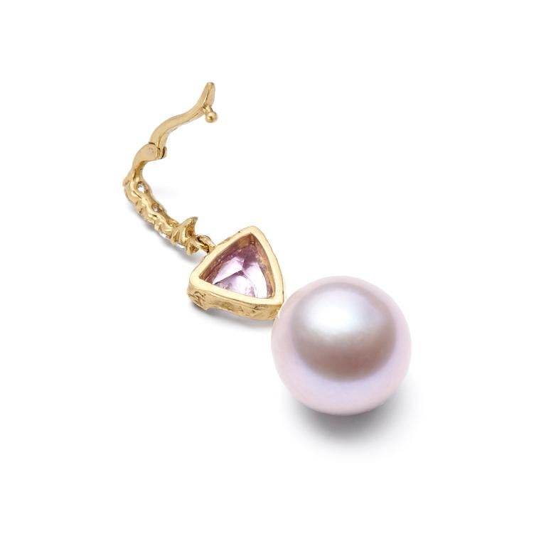 Contemporary Susan Lister Locke Pink South Sea Pearl and Sapphire Pendant with Diamond Clasp For Sale
