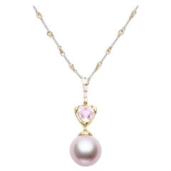 Susan Lister Locke Pink South Sea Pearl and Sapphire Pendant with Diamond Clasp