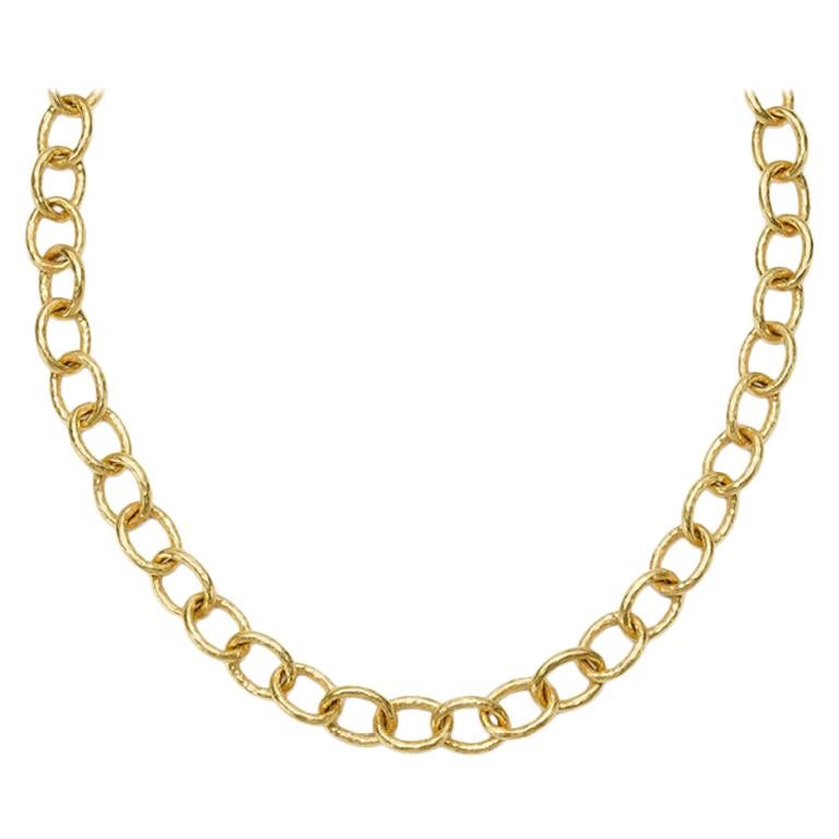 Susan Lister Locke Small Link Hand Hammered Chain in 18kt Gold For Sale