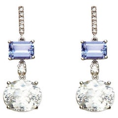 Susan Lister Locke Tanzanite and Diamond Drop Earrings Set in 18K White Gold
