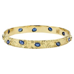 Susan Lister Locke 18kt Gold Seascape Bangle with Blue Sapphires