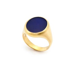 Susan Lister Locke The Blue Onyx Signet Ring in 18 Karat Gold