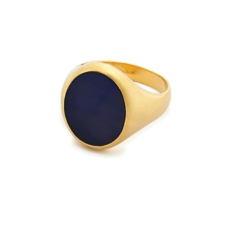 For Sale:  Susan Lister Locke The Blue Onyx Signet Ring in 18 Karat Gold 4
