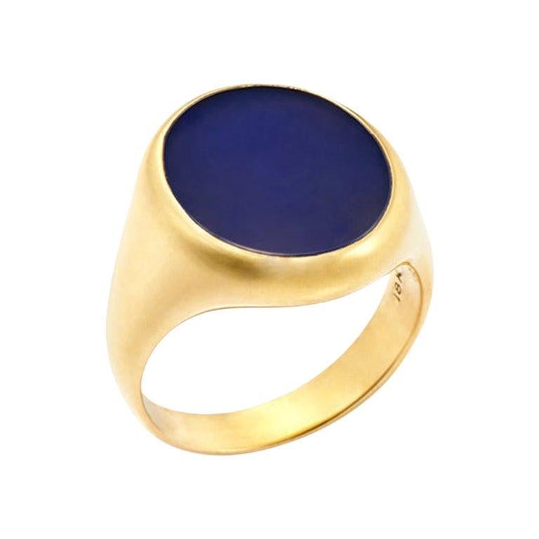 For Sale:  Susan Lister Locke The Blue Onyx Signet Ring in 18 Karat Gold