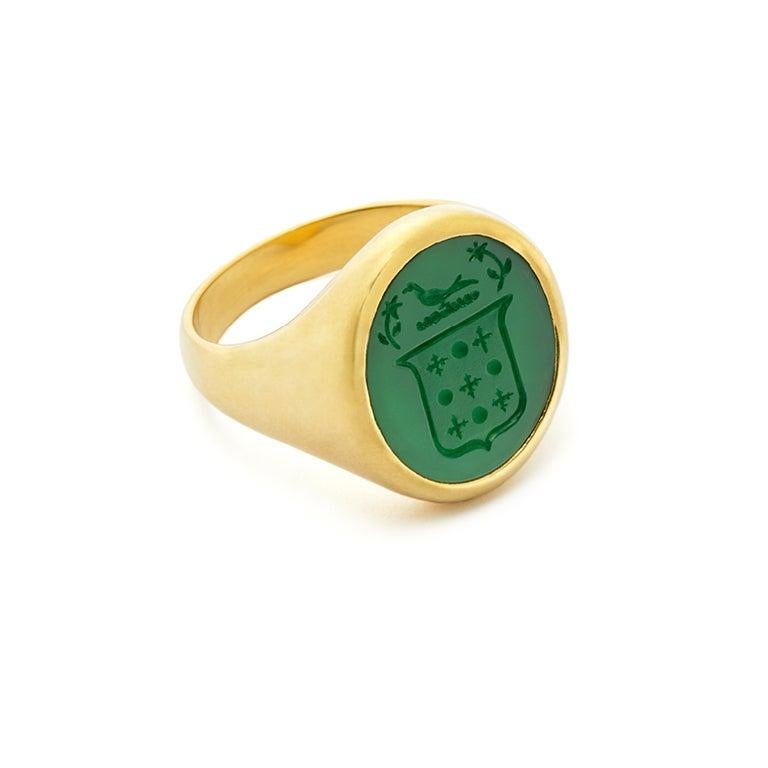 For Sale:  Susan Lister Locke The Green Onyx Signet Ring in 18 Karat Gold 8