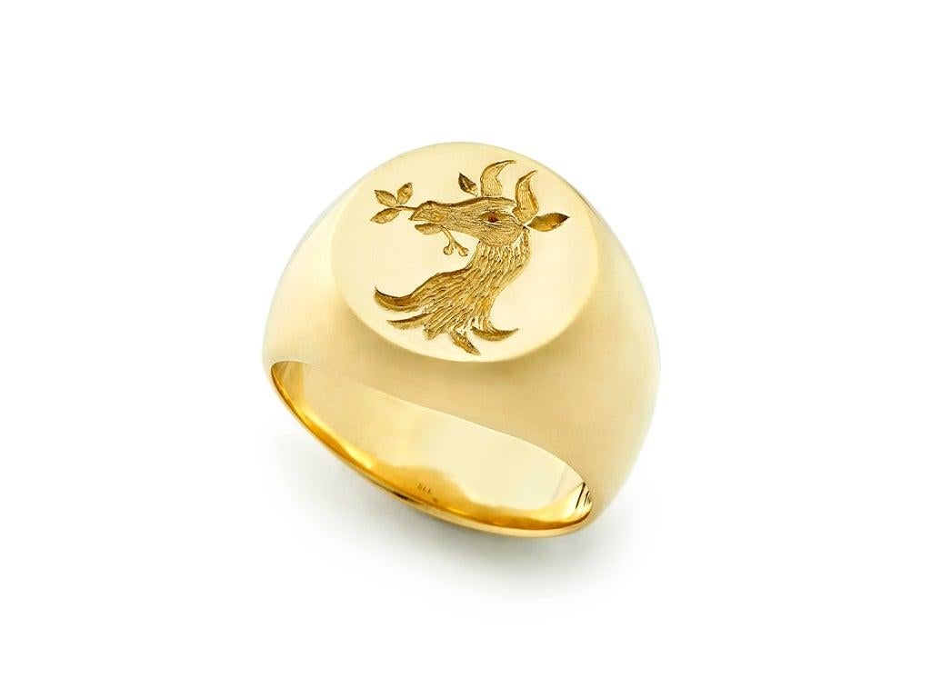 For Sale:  Susan Lister Locke The Swan Signet Ring in 18 Karat Gold 4