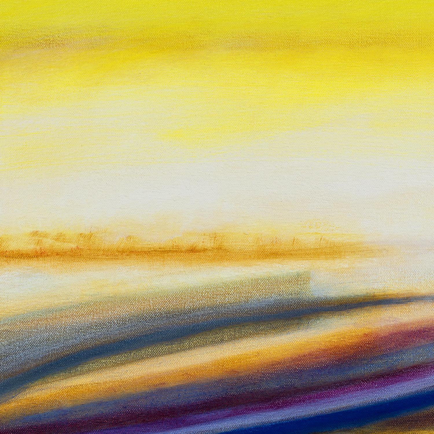 'Golden' - abstract landscape - color block - impressionism - stripes - Abstract Painting by Susan Maakestad