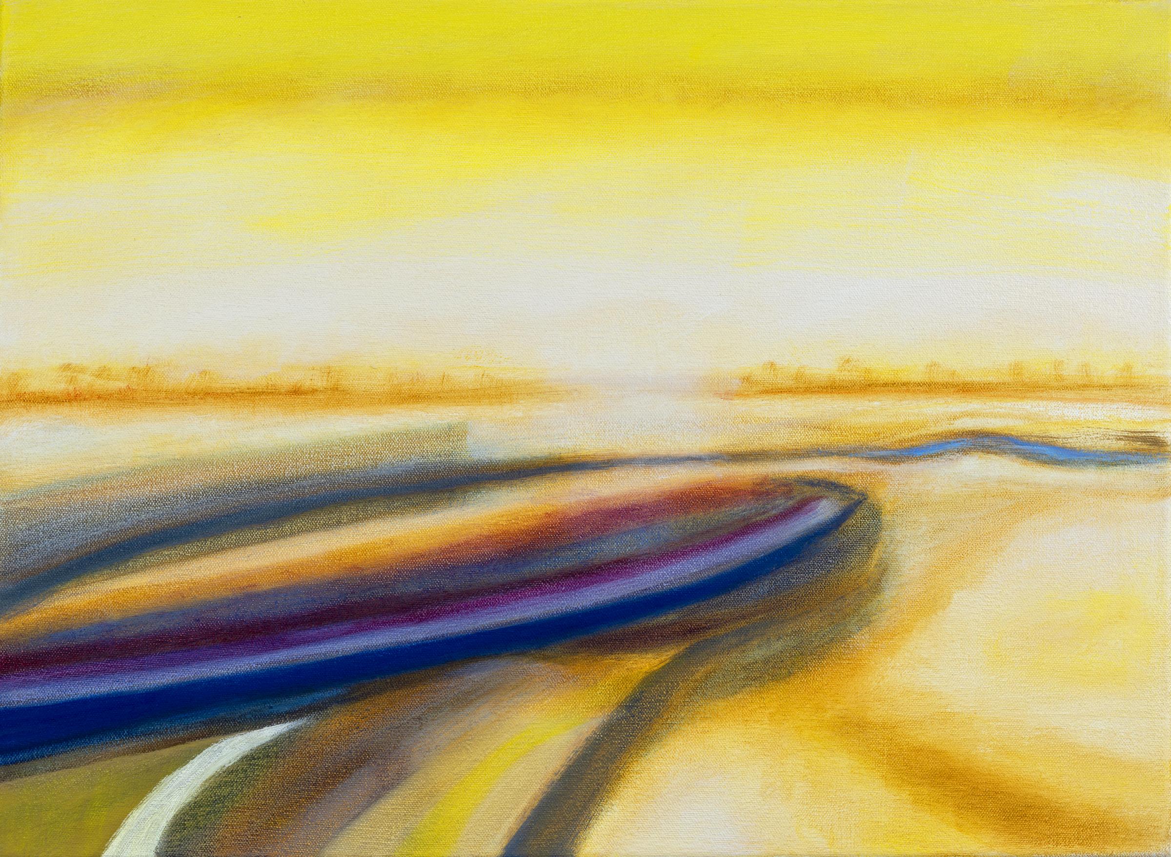 Susan Maakestad Landscape Painting - 'Golden' - abstract landscape - color block - impressionism - stripes