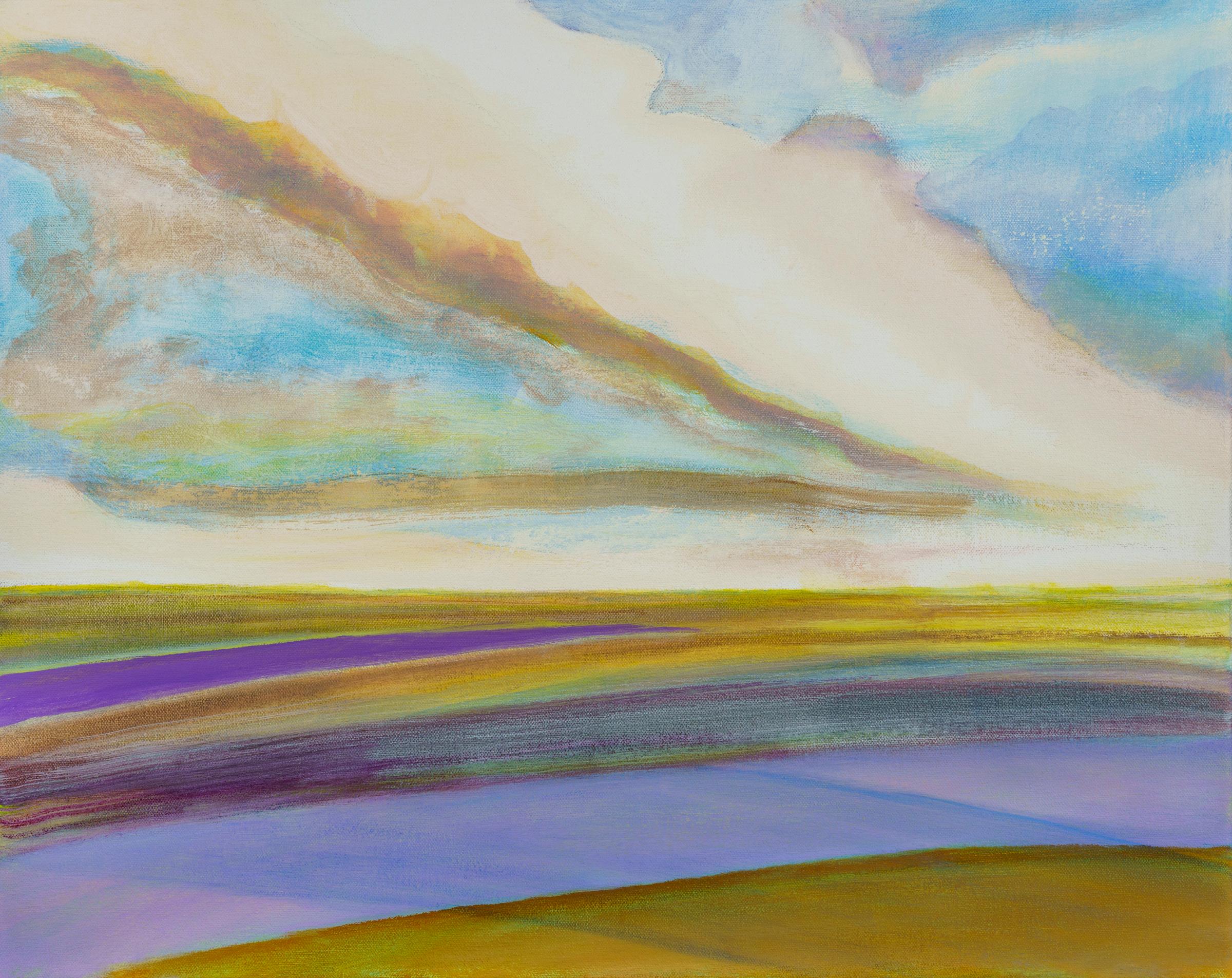 Susan Maakestad Landscape Painting - 'Heavenly' - abstract landscape - color block - impressionism - stripes