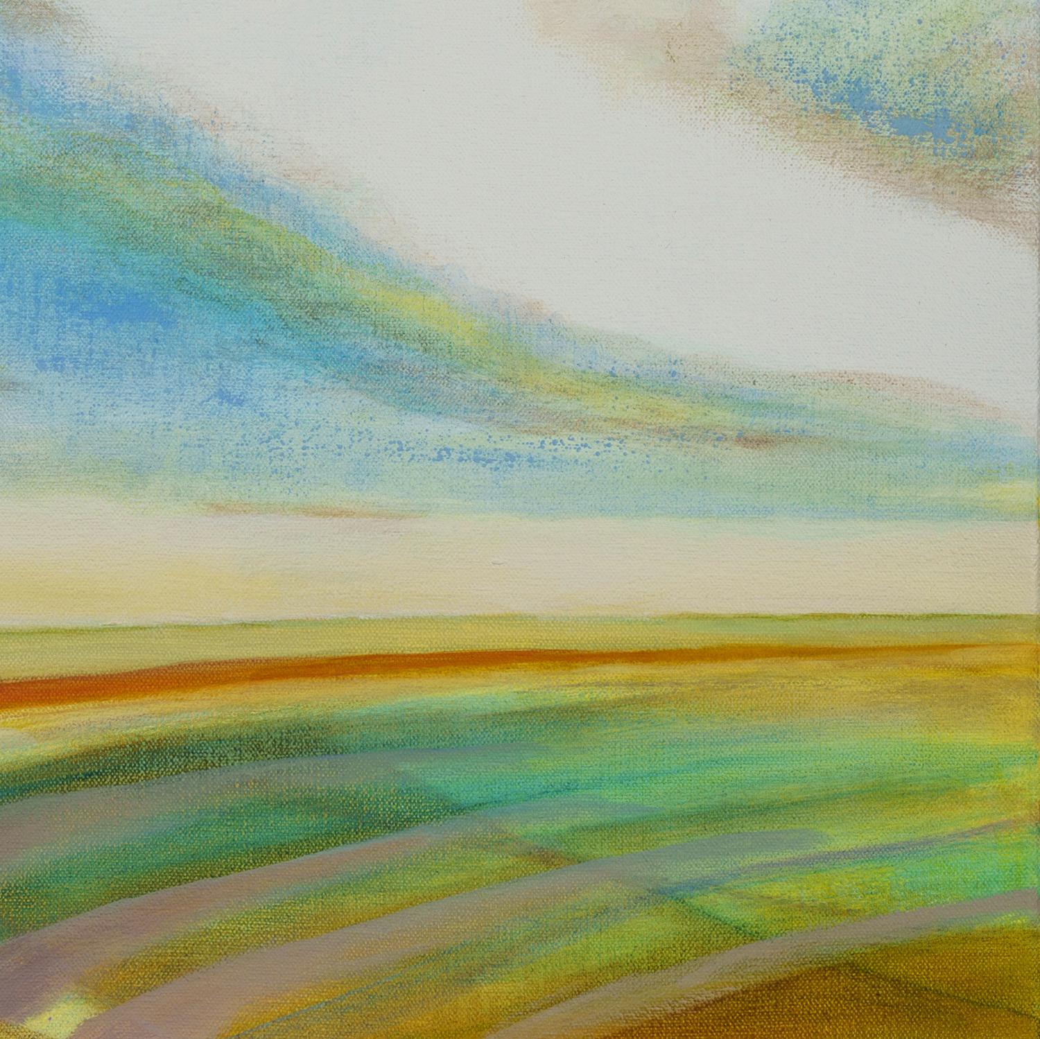 'Land and Sky' - abstract landscape - color block - impressionism - stripes - Painting by Susan Maakestad