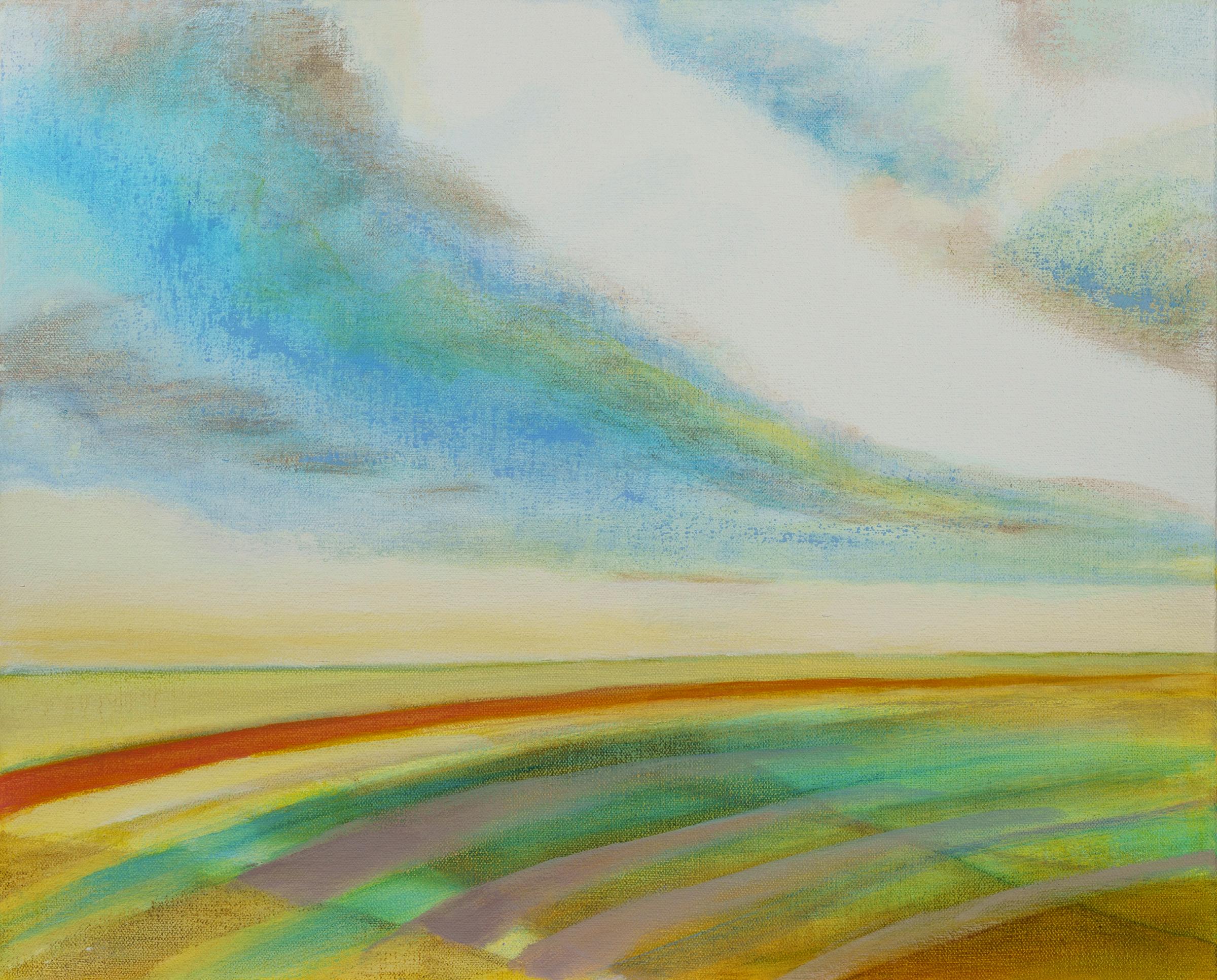 Susan Maakestad Abstract Painting - 'Land and Sky' - abstract landscape - color block - impressionism - stripes