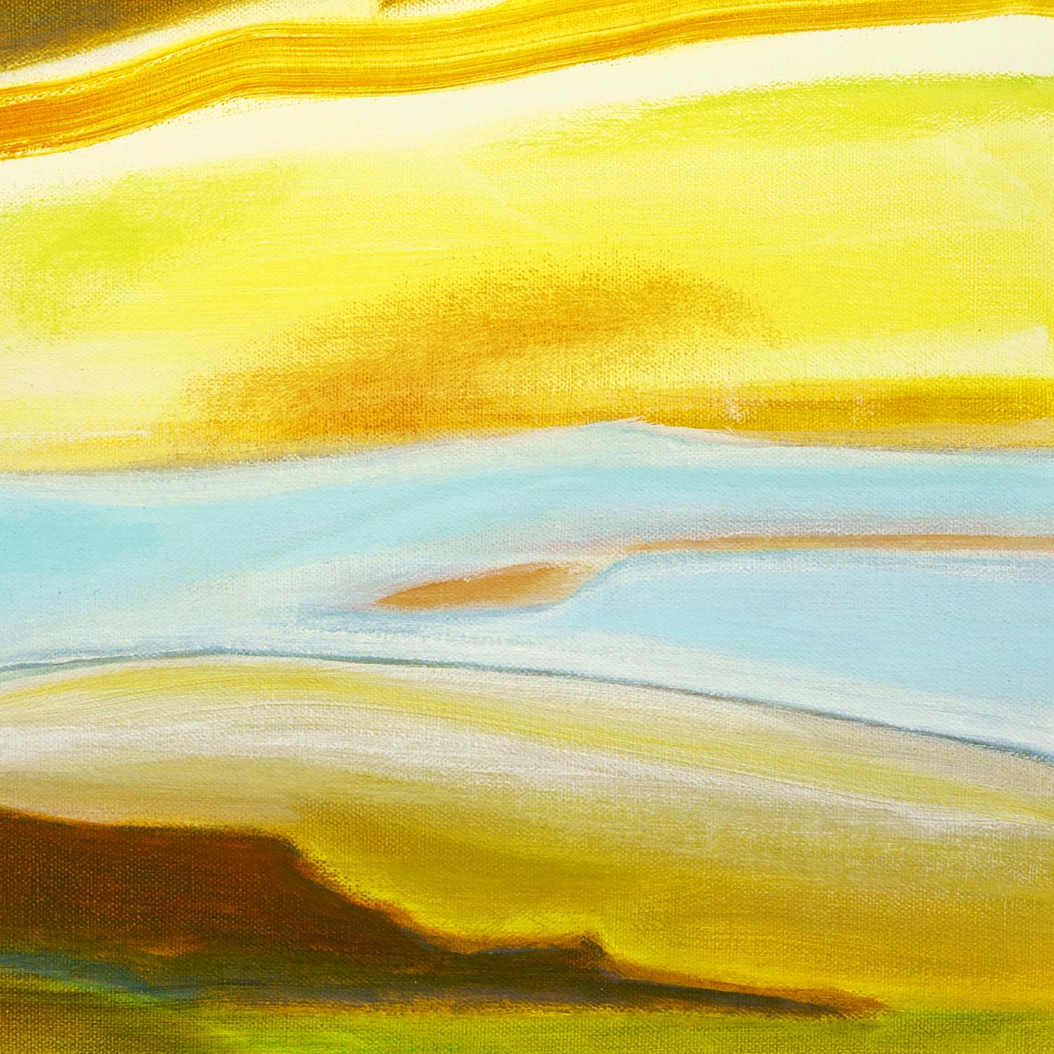 'Overlook 2' - abstract landscape - color block - impressionism - stripes - Painting by Susan Maakestad