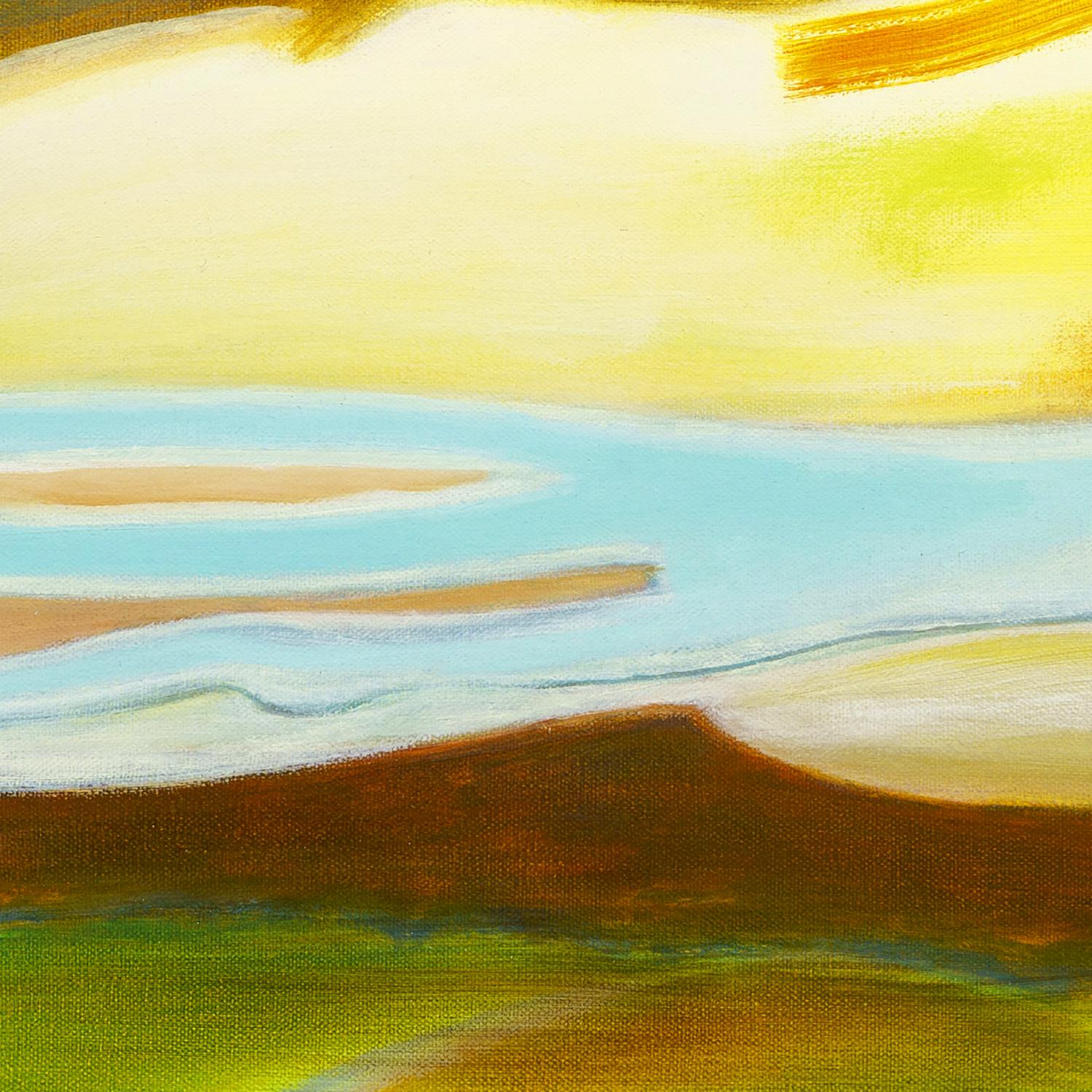 'Overlook 2' - abstract landscape - color block - impressionism - stripes - Abstract Painting by Susan Maakestad