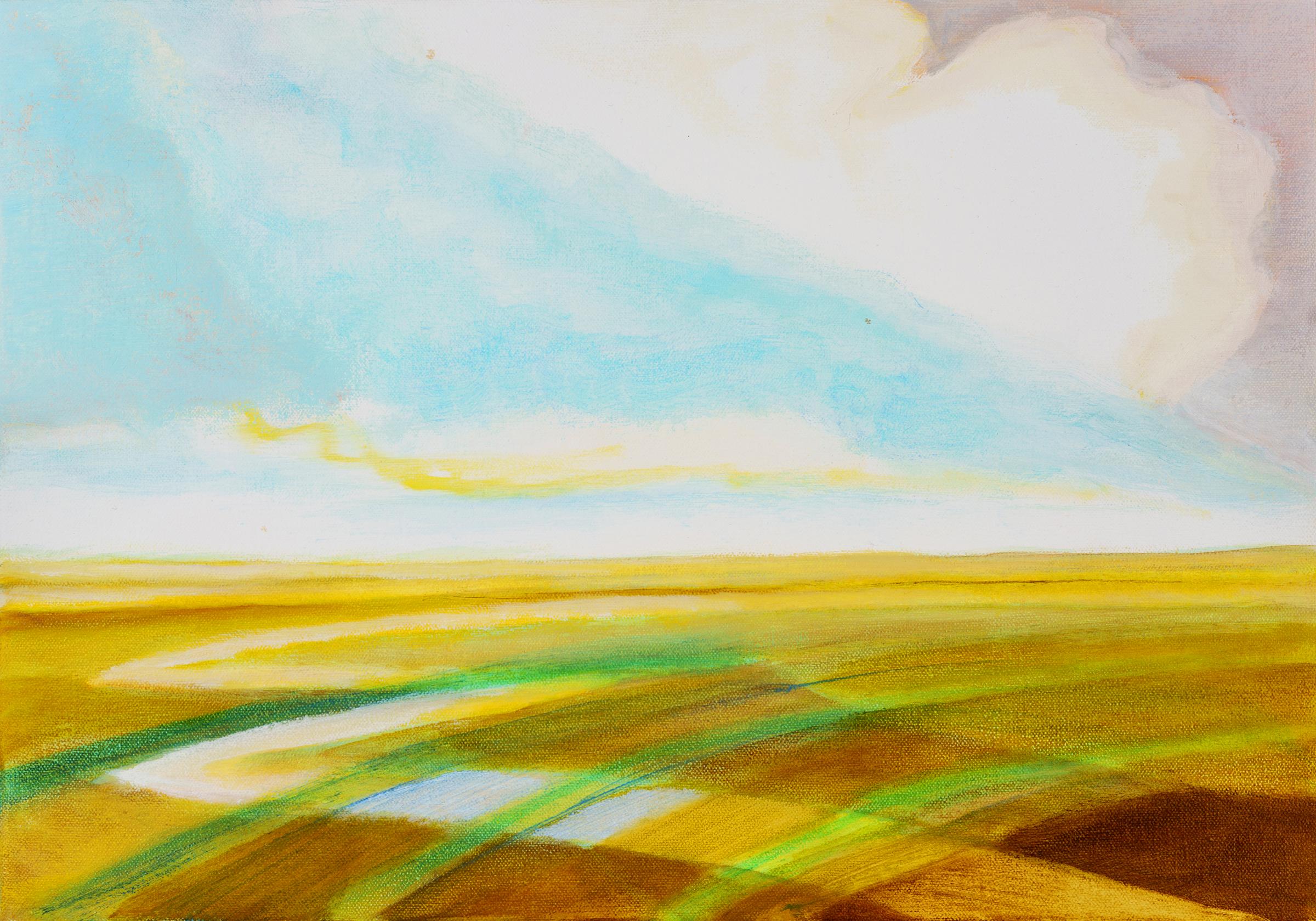 Landscape Painting di Susan Maakestad - Sentiero" - paesaggio astratto - blocco di colori - impressionismo - strisce
