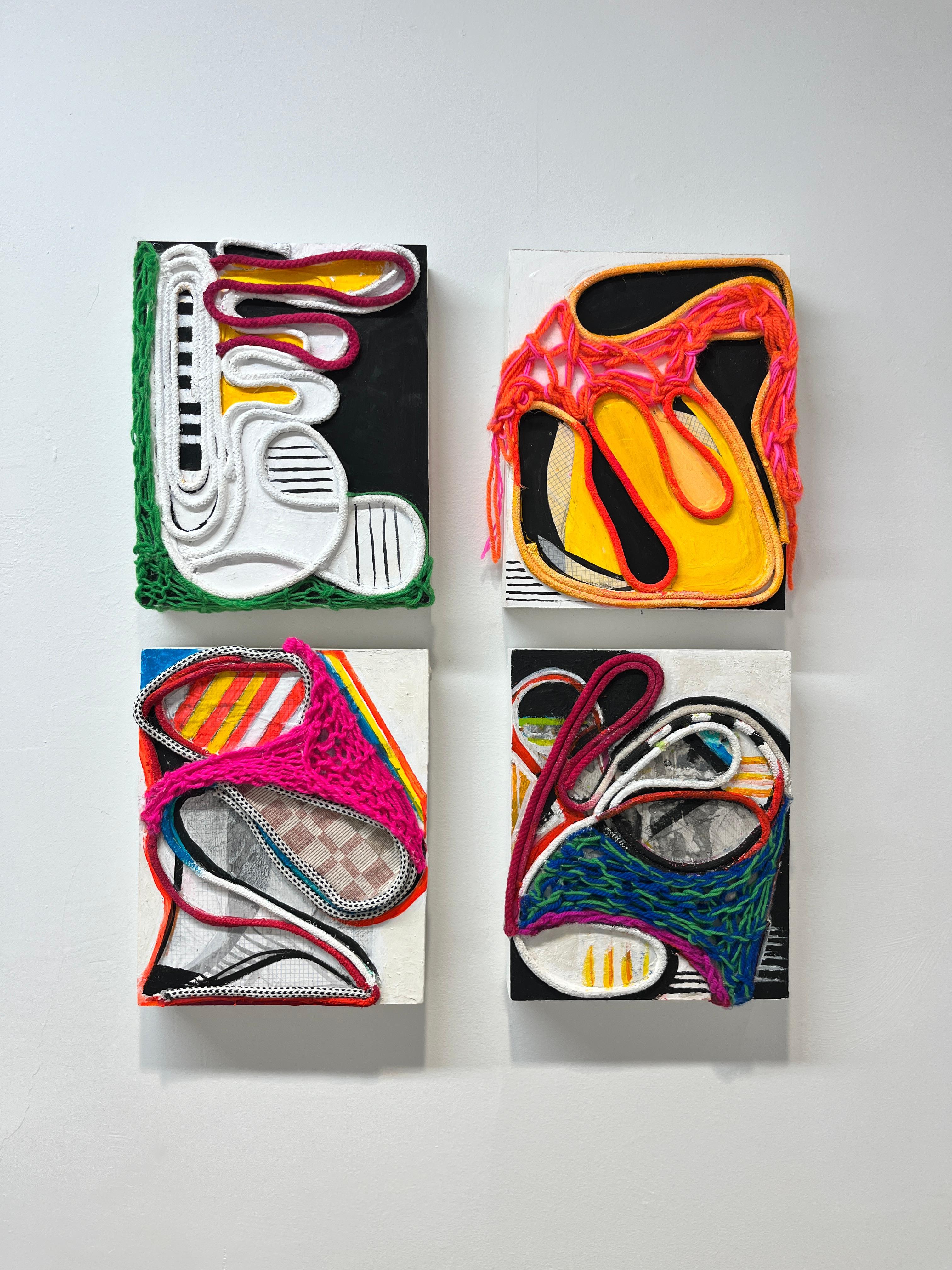 Susan Mastrangelo
Begin Again, 2025
upholstery cord, acrylic paint, monoprint on board
10 x 8 in.
(mas003)