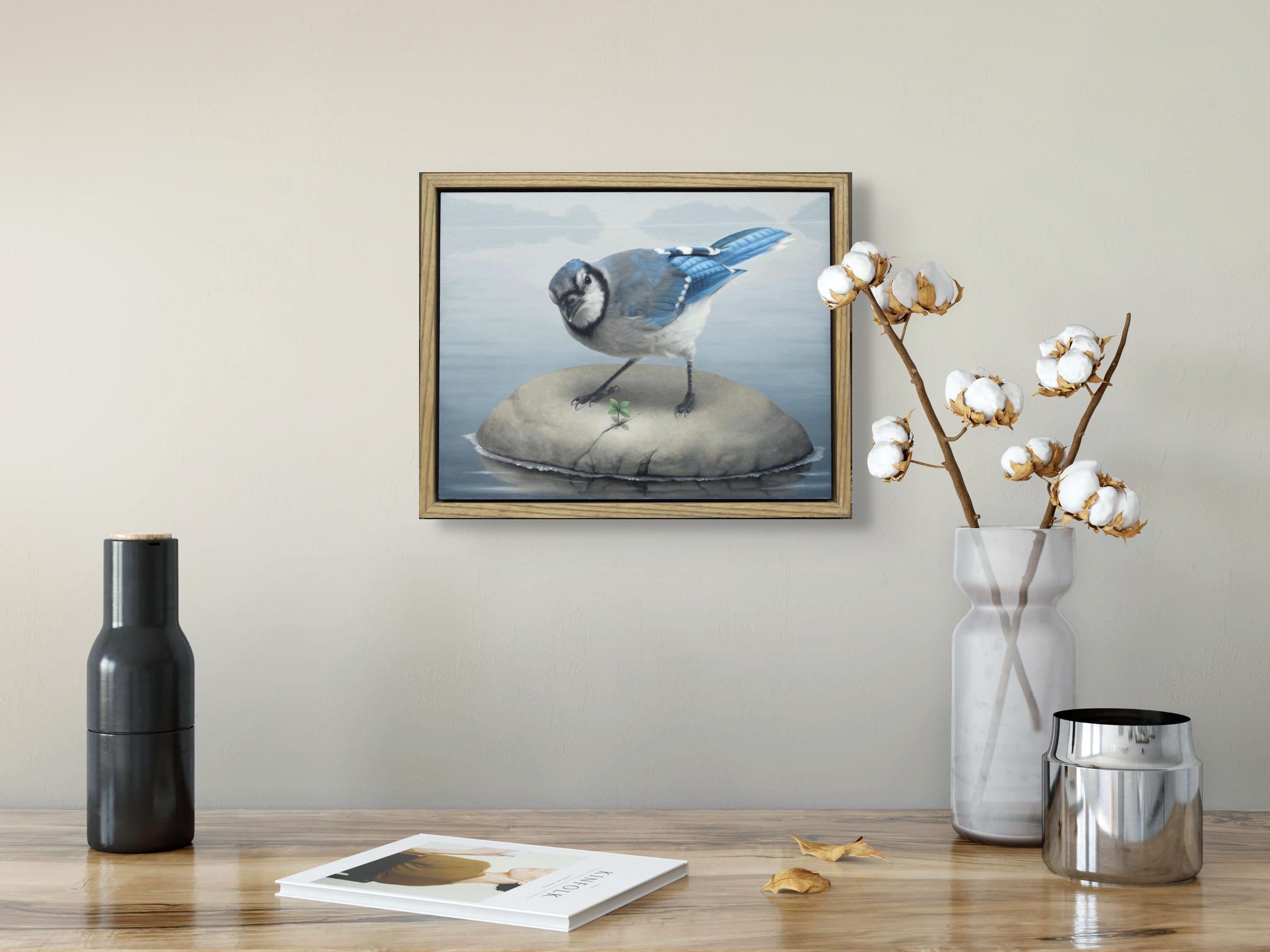 « Blue Jay », peinture à l'huile originale de Susan McDonnell, Avian Art en vente 2