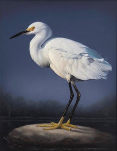 "Snowy Egret, " Oil painting