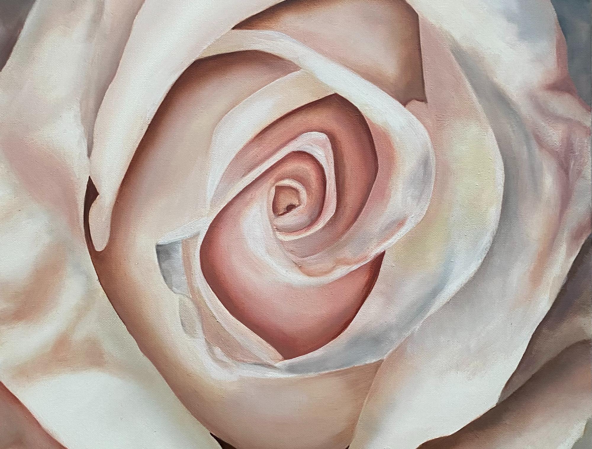 Eine weiße Rose  Realismus Öl auf Leinwand    Gallery Wrapped  Floral 20
