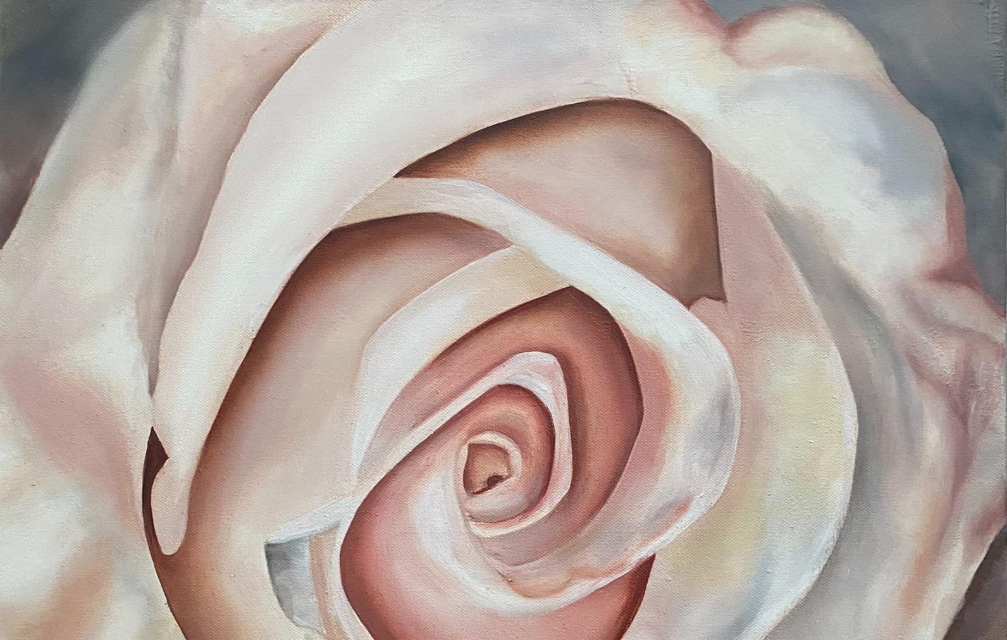 Eine weiße Rose  Realismus Öl auf Leinwand    Gallery Wrapped  Floral 20