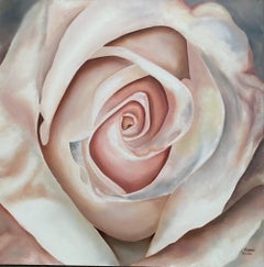 Vintage A White Rose  Realism Oil on Canvas    Gallery Wrapped  Floral 20" x 20"