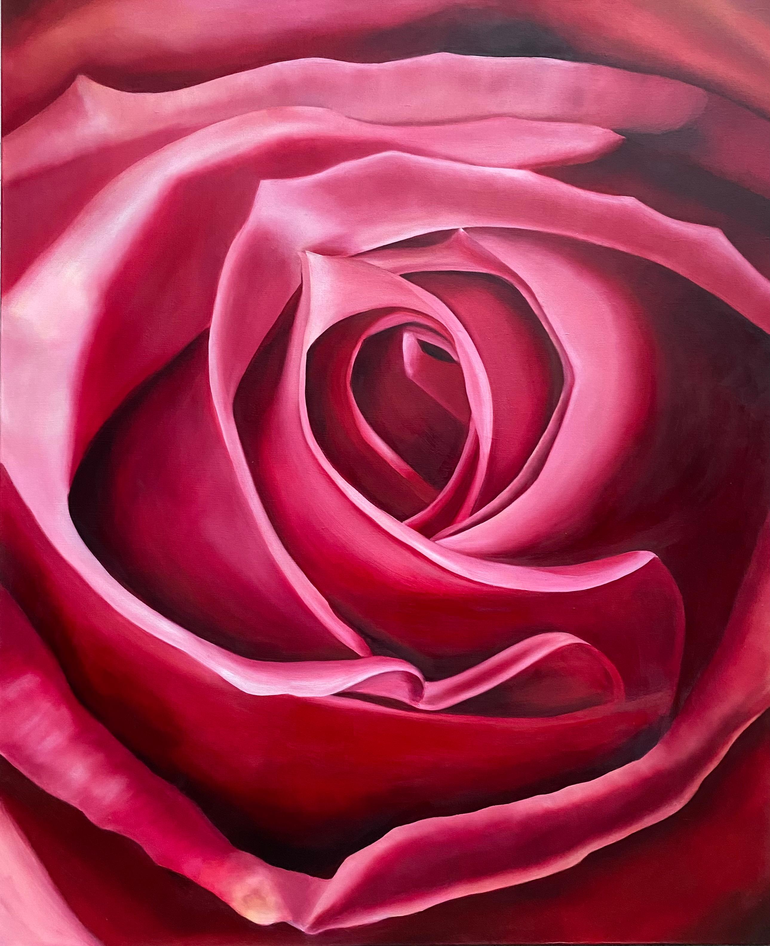 Susan Meeks Still-Life Painting - Rose  Realism Oil on Canvas    Gallery Wrapped Floral 54 x 44  Valentines