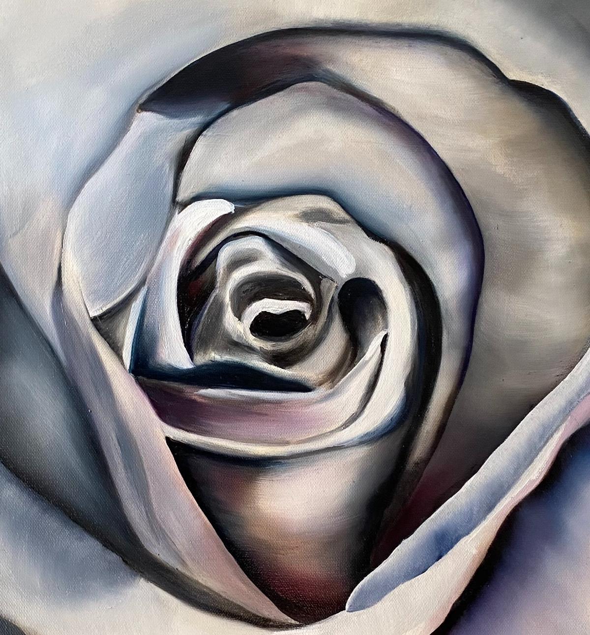 Roses Are Blue Realism Öl auf Leinwand gerahmt geblümt 20