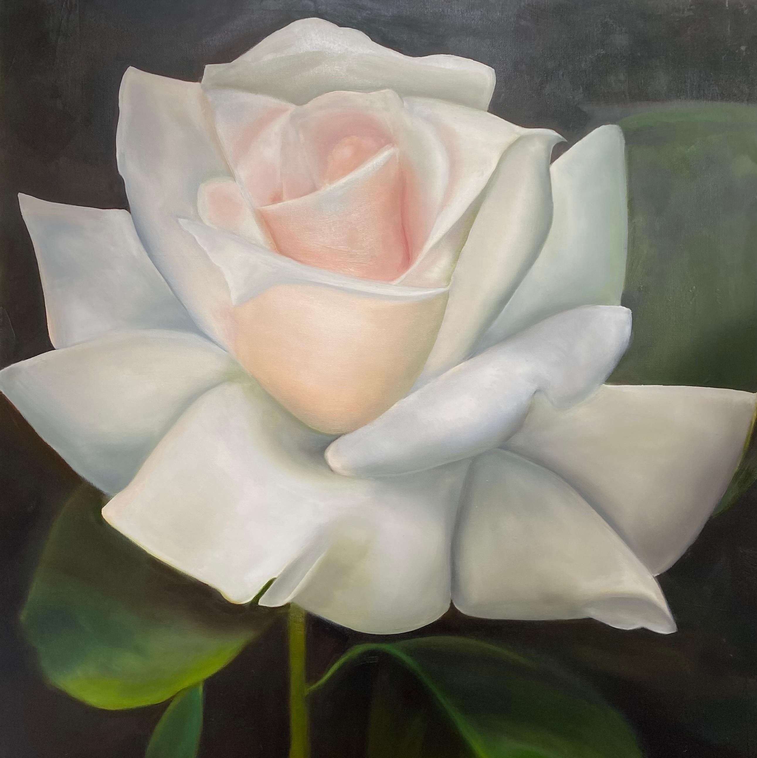 Einzelne weiße Rose Realismus 40