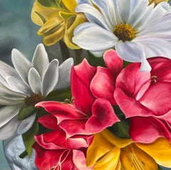 Summer Blooms Realism  48" x 48"  Oil on Canvas  Gallery Wrapped  Floral Realism