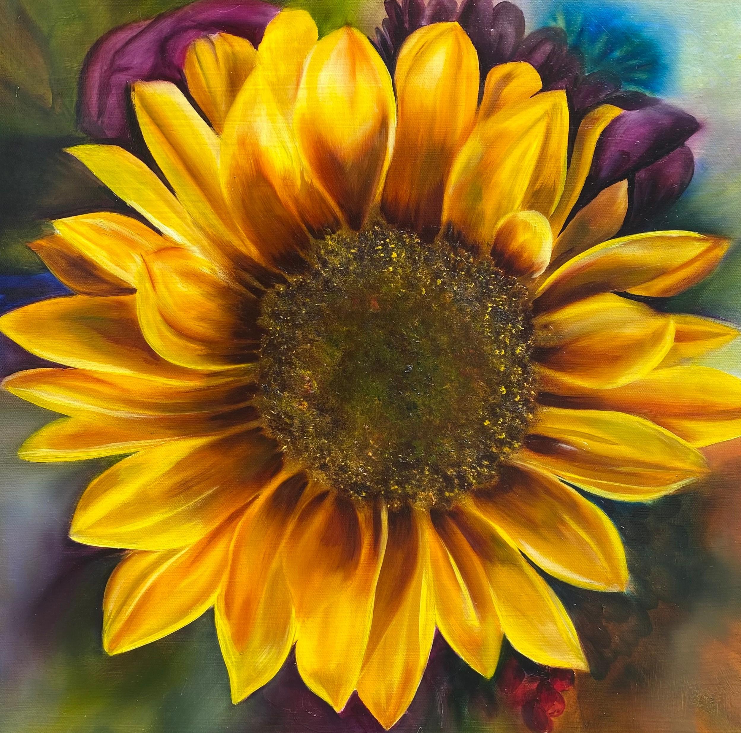 Sunflower  Realism Oil on Canvas Framed Floral 20