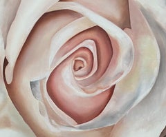 Texas White Rose  Realism Oil on Canvas  Gallery Wrapped  Floral 20" x 20"