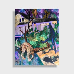 Mixed-Media-Collage, „Midnight Walk“, „Midnight Walk“