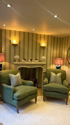 Susan Osbourne A Pair of Gainsborough Armchair in Green Linen, Howard Style