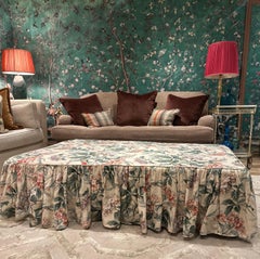 Susan Osbourne Bespoke Large Ottoman in Jean Monro Wood Block Linen