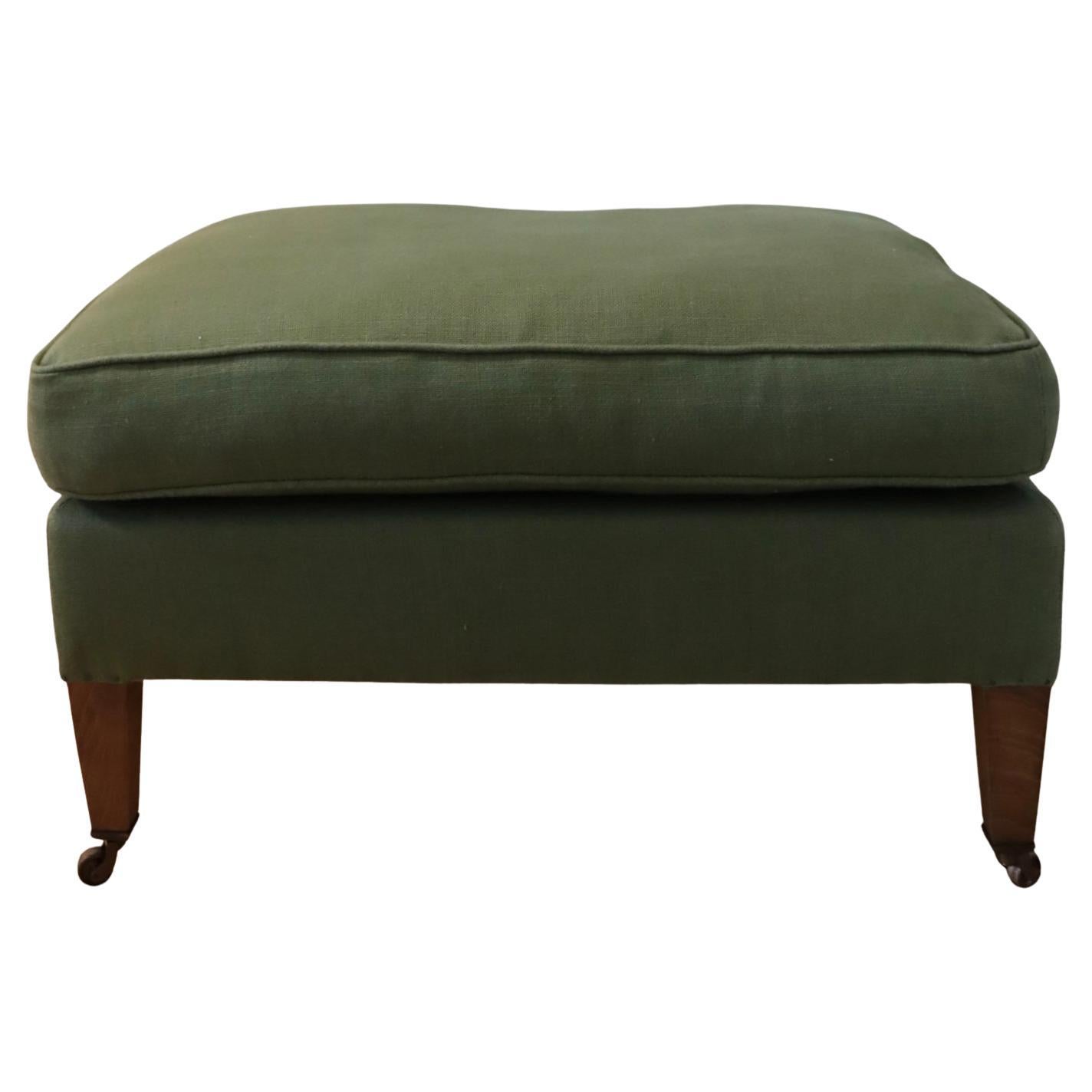 Susan Osbourne Gainsborough Footstool in Green Linen, Howard Style