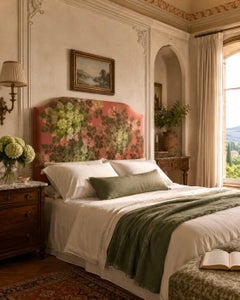 Susan Osbourne 'Les Hortensias' Reversible Headboard with Hand-Painted Fabric