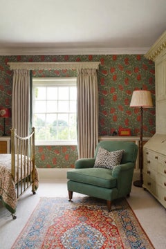 Susan Osbourne Pair of Gainsborough Armchairs in Green Linen, Howard Style