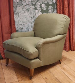 Susan Osbourne Single Gainsborough Armchair in Green Linen, Howard Style