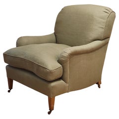 Susan Osbourne Single Gainsborough Armchair in Green Linen, Howard Style