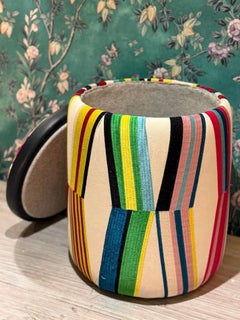 Susan Osbourne Storage Ottoman in Pierre Frey 'Carriacou' and Smythson Leather