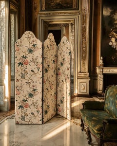 Susan Osbourne Studio 'Celadon' Upholstered Linen Chinoiserie Folding Screen