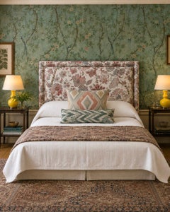Susan Osbourne Studio Queen-Size Headboard in Bennison 'Banyan' Fabric