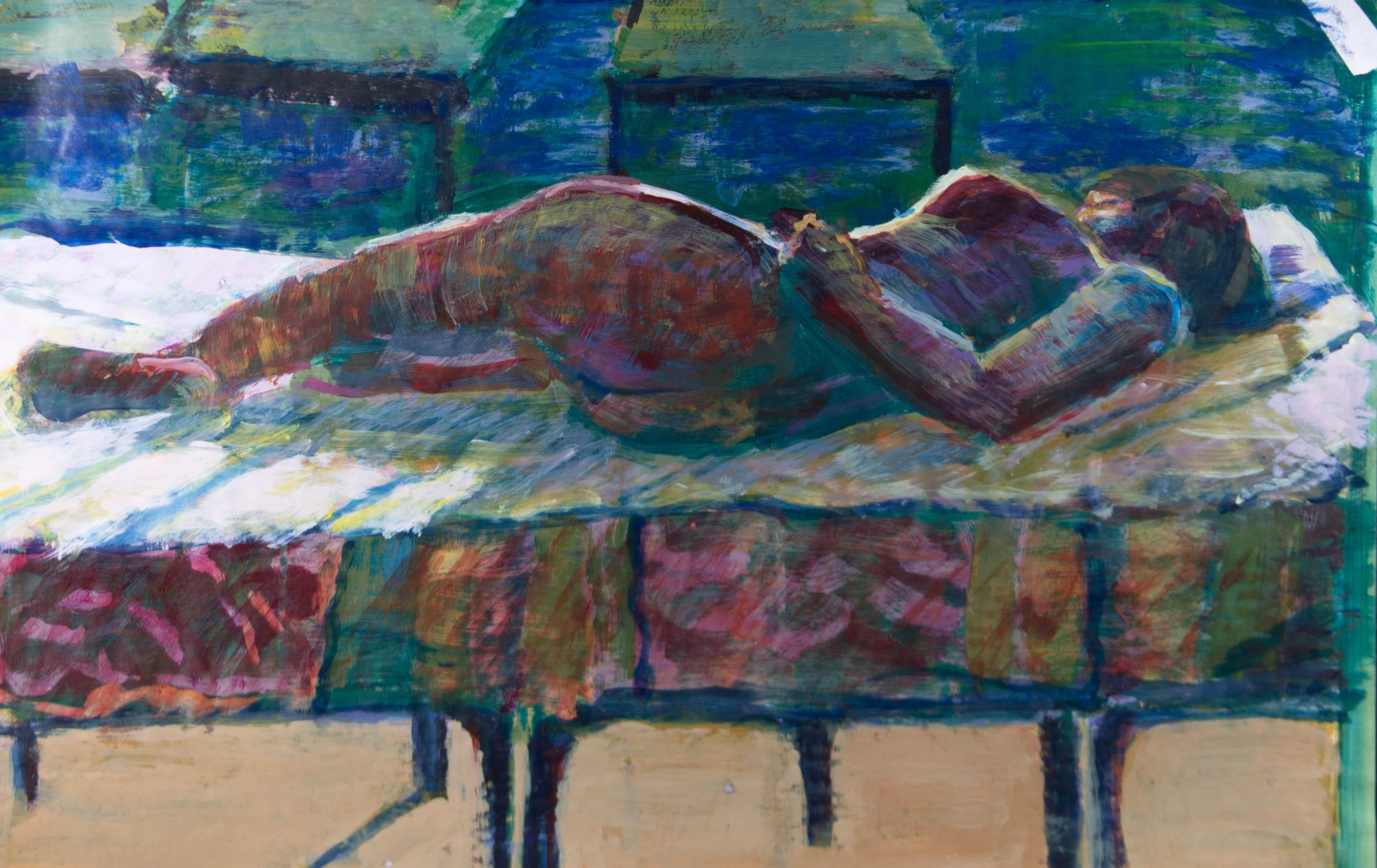 Susan Paine - Contemporary Oil, Reclining Nude on Bed 1