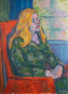 Susan Paine - Signed Mid 20th Century Oil, On the Red Chair