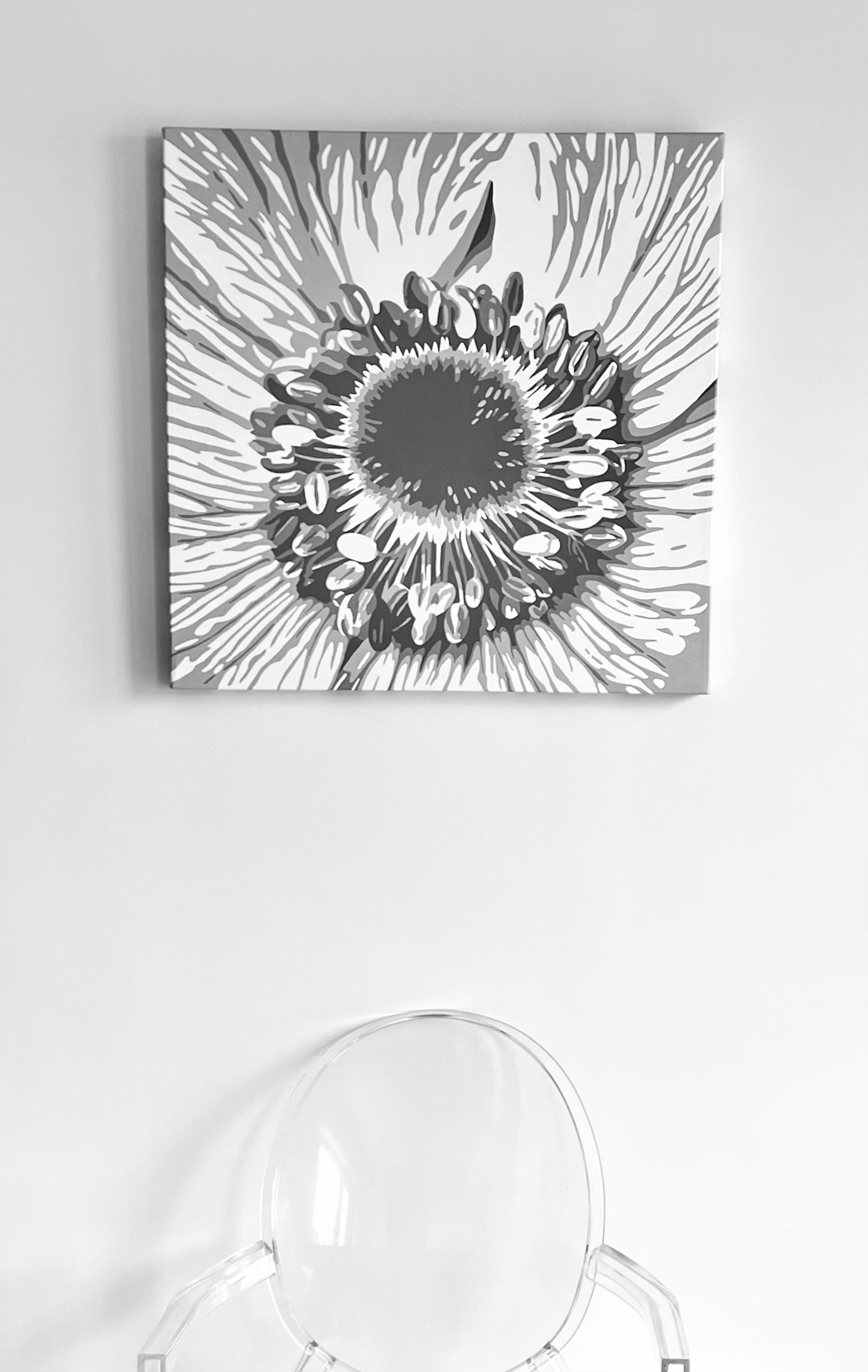 White Anemone, Painting, Acrylic on Canvas For Sale 1