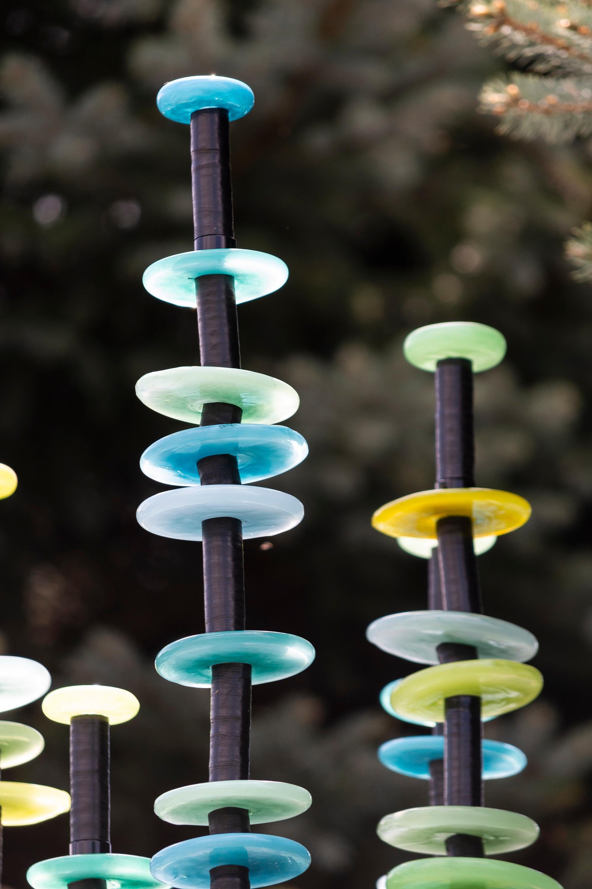 Waiting for Spring - contemporary, hand-blown glass and steel outdoor sculpture - Black Abstract Sculpture by Susan Rankin