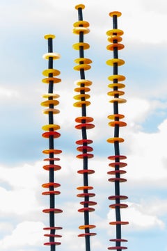 Warm Glow - contemporary, hand-blown glass and steel outdoor sculpture