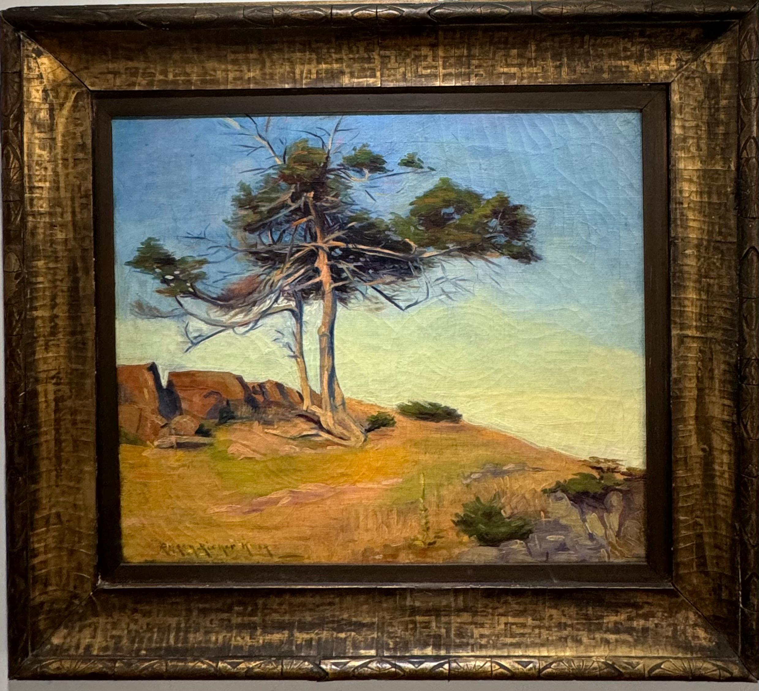 Female American Impressionist New Mexico Southwest Santa Fe Painting COLORFUL - Gray Landscape Painting by Susan Ricker Knox